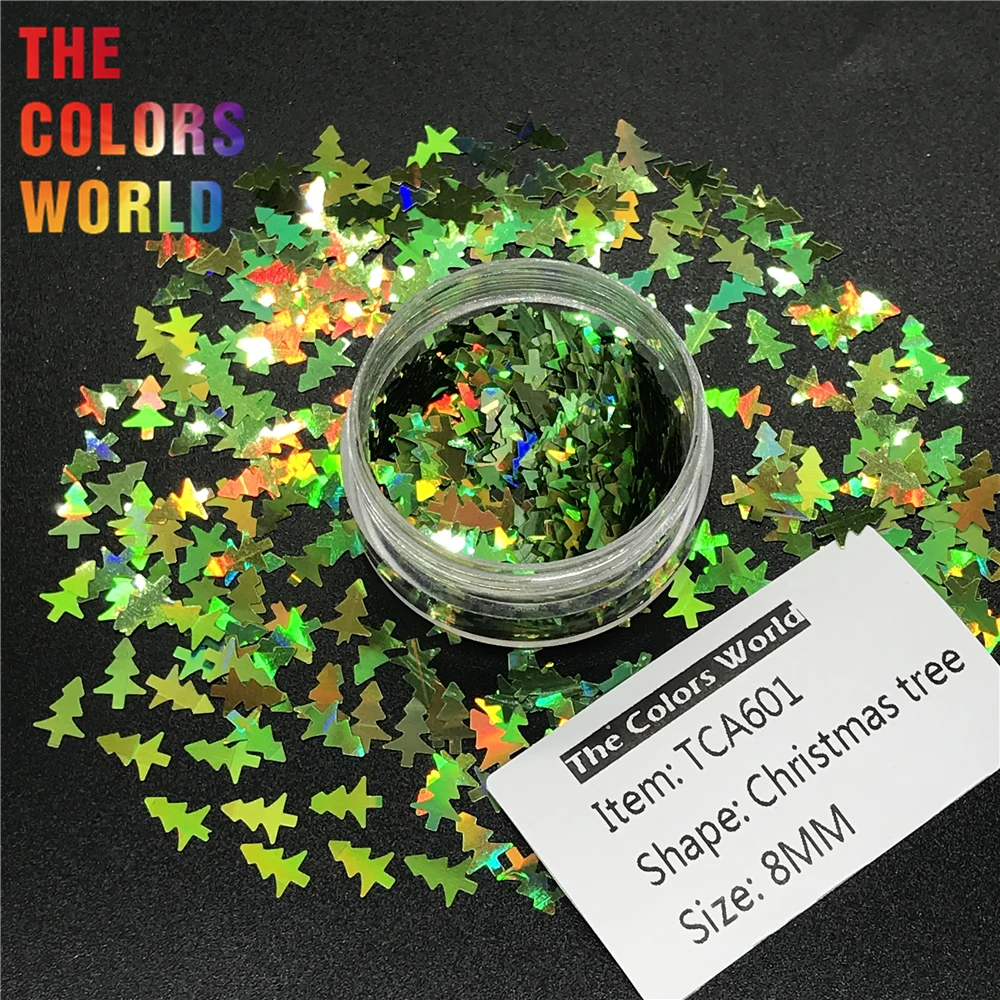 TCT-218 Holographic Color Christmas Tree 8MM NailGlitter Nail Art Decoration Nail Gel BodyGlitter Makeup Handwork DIY Decoration