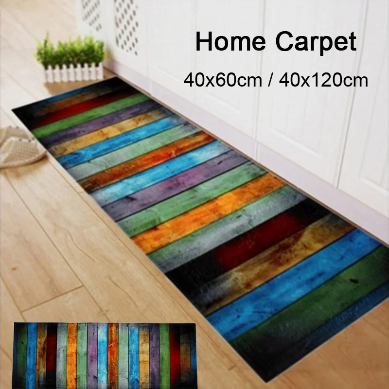 Enipate Rainbow Carpet Multicolor Striped Non slip Mat Rectangle