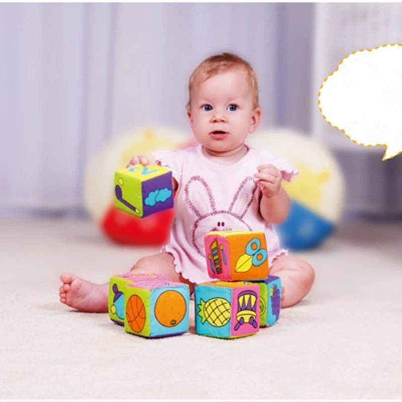 

HOT!! 6pcs in 1 Set Cloth Building Blocks New Infant Baby Cloth Doll Soft Rattle early Educational Baby Toy Soft Plush Set Cube