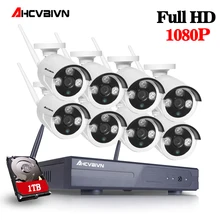 AHCVBIVN 8CH 1080 P NVR Wi-Fi комплект видеонаблюдения Plug AndPlay 1080 P HD 2.0MP беспроводная водонепроницаемая система видеонаблюдения ночного видения