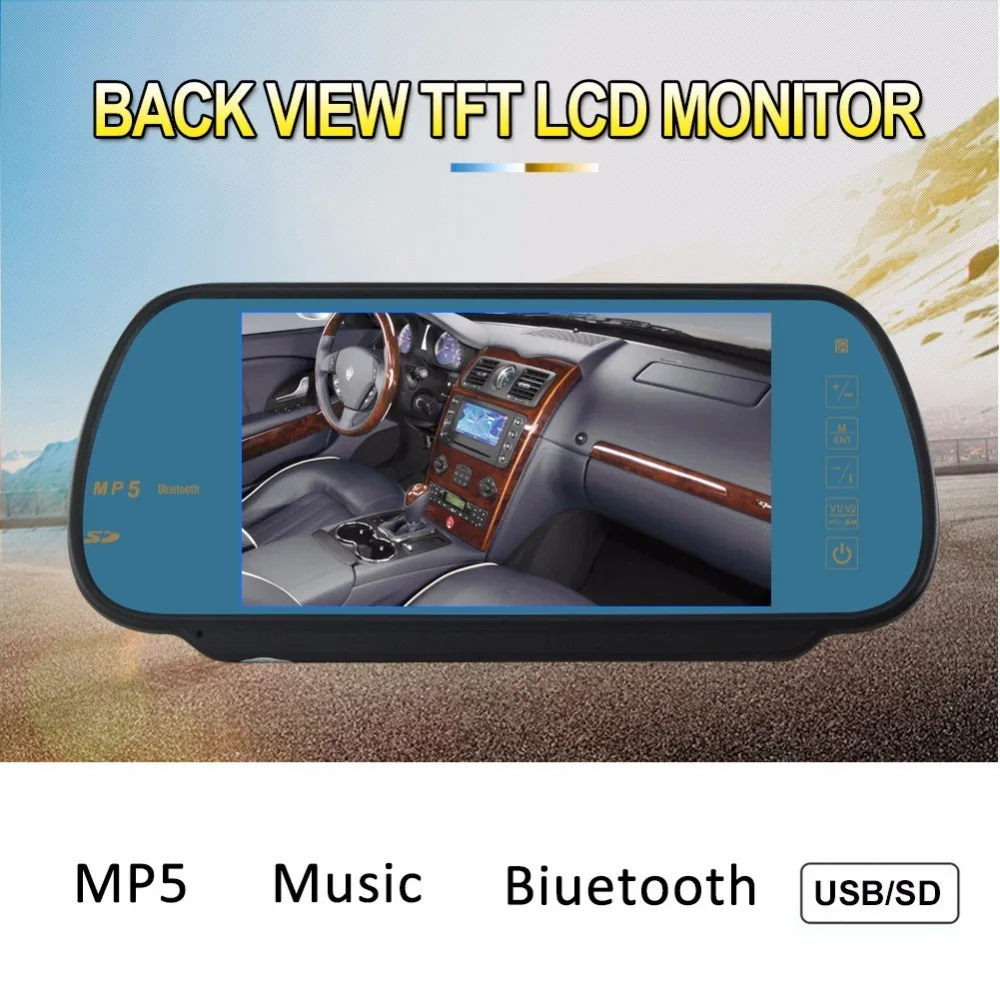 

7Inches Car Rearview Mirror Display MP3 / MP4 Player Bluetooth Speaker Handsfree A2DP function Support Rear view camera