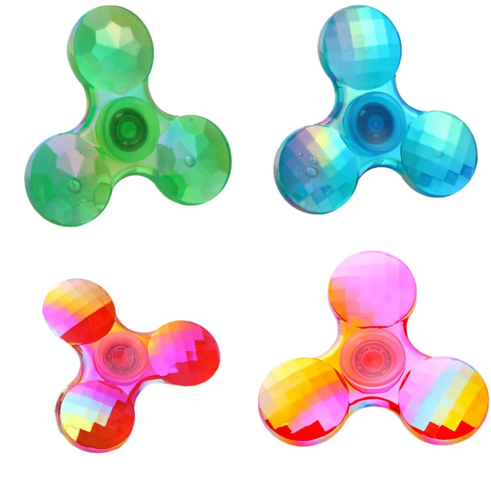 

2017 Transparent Fidget Spinner Toys Hand Spinner Glowing Tri-spinner Handspinner Autism/adhd Stress Relief Best Gift