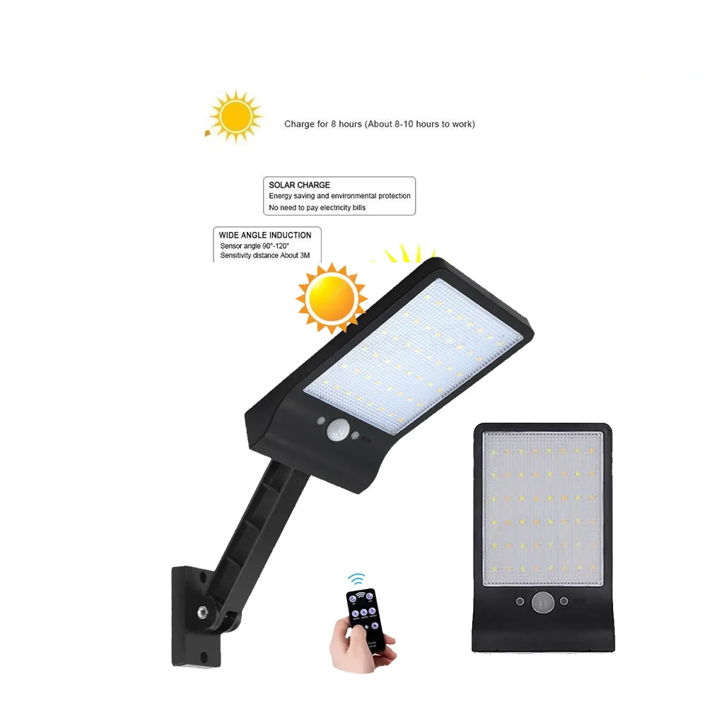 

remote control rotate bracket solar street light 48/60 LED Wireless Solar Lights LED Outdoor Decor Waterproof PIR Motion Sensor