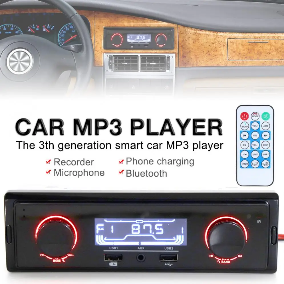 

12V Bluetooth LCD Display Car Radio MP3 Player Vehicle Stereo Audio Support TF / FM / USB / SD with Remote Control