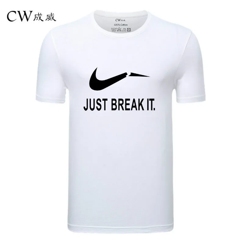 

2019 New Arrivals 100% Cotton Casual Male T-shirts Man Just Break It print Men T Shirts Fashion Summer Tees Japanese Man T-shirt