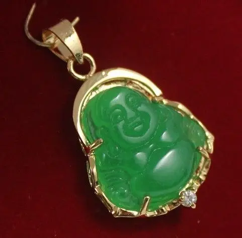 

2 Style Lucky Green Jades Buddha Pendant&Necklace