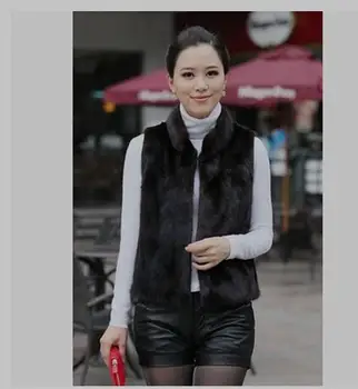 

Black/White Casual Women Short Imitation Mink Fur Vest Female Large Size Plus Size Spring And Autumn Faux Fur Waistcoats K238