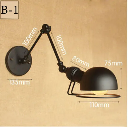 Современный Бра, настенный светильник, светодиодный светильник, светильники с гибким рычагом, винтажный настенный светильник для спальни, черный медный 110/220 В - Цвет абажура: I