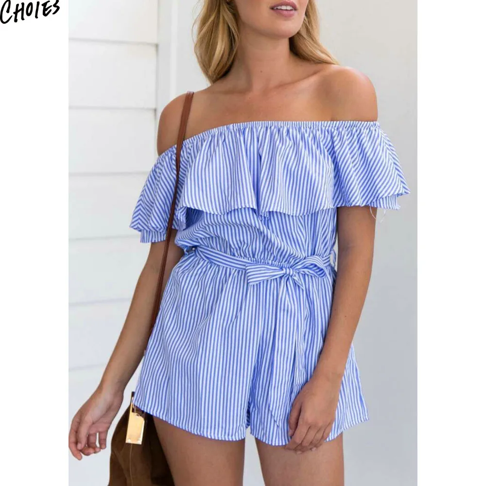 2017 Summer New Women Off Shoulder Playsuit Elastic Waist Ruffles Dress Jumpsuit 2017 Summer New Women Off Shoulder Playsuit Elastic Waist Ruffles Dress Jumpsuit