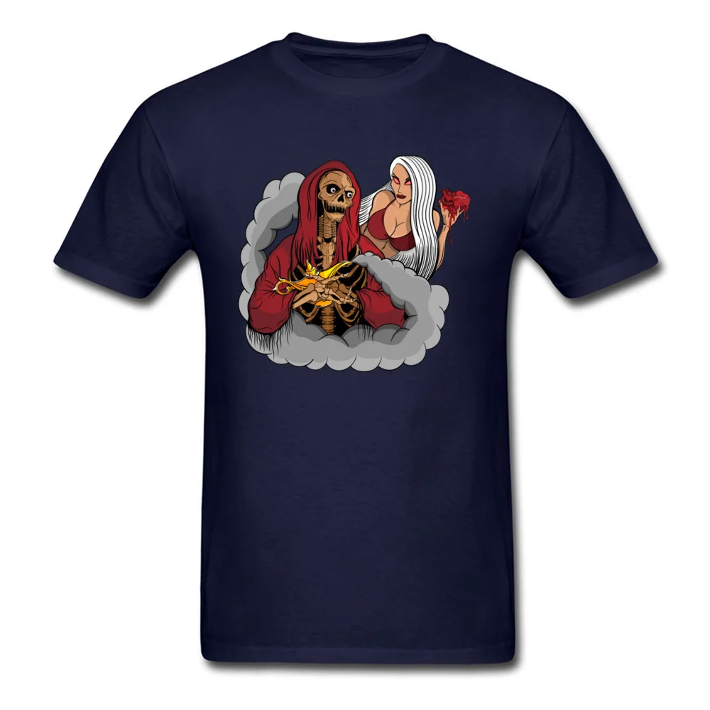 Evil Skeleton Genius Short Sleeve Tops T Shirt Round Neck Pure Cotton Mens Top T-shirts Summer Clothing Shirt Slim Fit Evil Skeleton Genius navy
