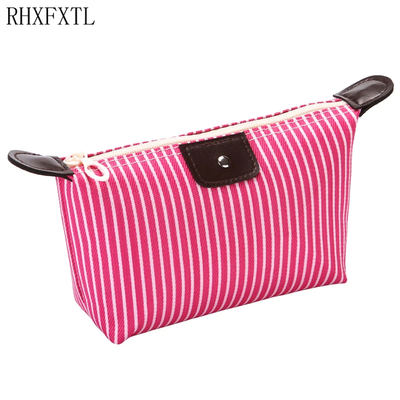 

RHXFXTL Women Cosmetic bag Travel organizer stripe dumplings Foldable makeup bag Beautician necessary Ladies Cosmetic bags H55