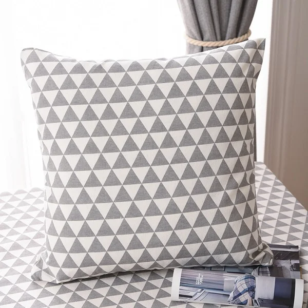 Скандинавские хлопковые льняные геометрические диванные подушки с принтом "сделай сам", подушки для сиденья, стула, постельные принадлежности, домашние декоративные подушки - Цвет: Light gray