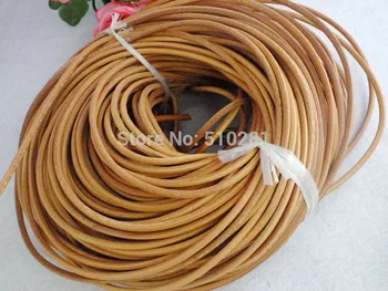 

50 Meters natural round genuine leather cord 5mm LK-2586