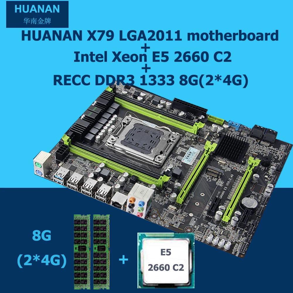 HUANAN X79 motherboard CPU RAM combos X79 LGA2011 V2 49 motherboard Xeon E5 2660 C2 memory