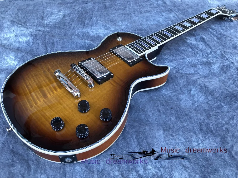 

China OEM firehawk electric guitar G CUSTOM GUITAR frets binding Tune-o-Matic Bridge ABR-1 style Chrome Free shipping