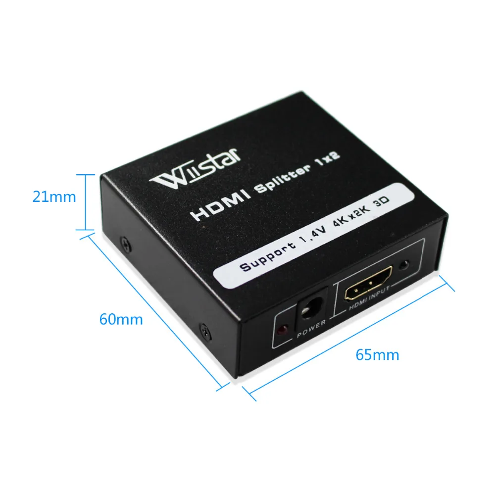 Wiistar полный HD1080p HDMI сплиттер 1X2 HDMI 1 Вход 2 Выход с Питание для аудио HDTV 1080 P DVD Vedio