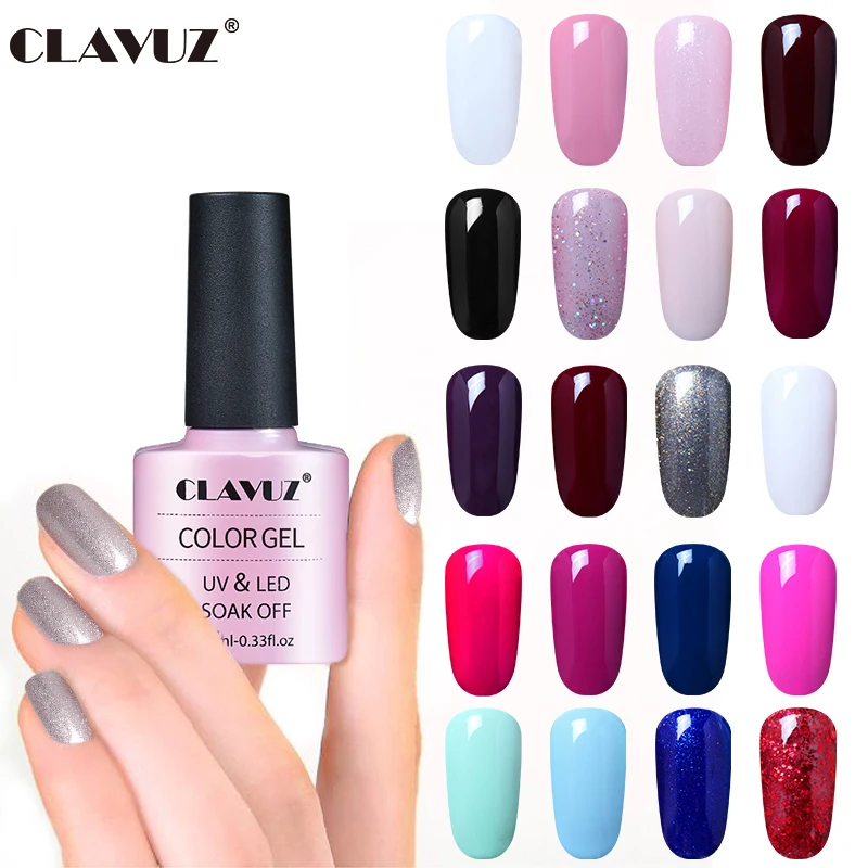 

CLAVUZ Pink Bottle 10ML Pure Colorful 58 Colors UV Gel Nail Polish Long-lasting Soak-off UV LED Semi Permanent Gel Varnishes