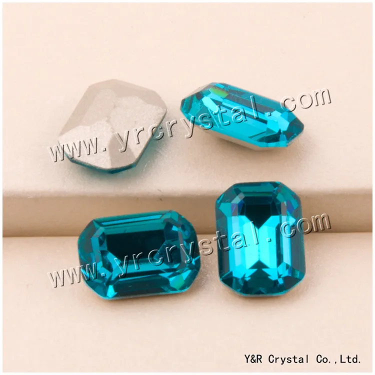 NYMR #4610 10*14mm 13*18mm 15*20mm Blue Zircon Glitter Strass Crystal Octagon Fancy Rhinestone Beads Pointback |