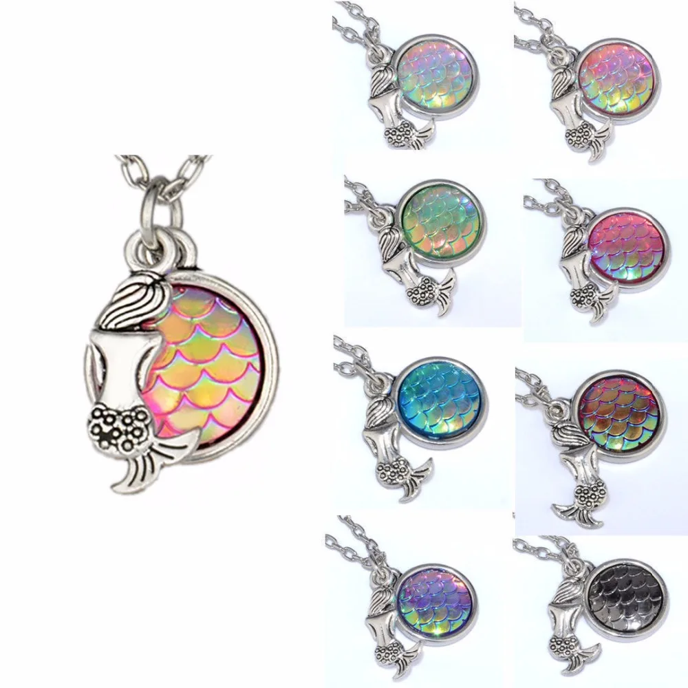 Nova Rodada Escama de Peixe Pingente de Colar Colar de Aço Inoxidável Para As Mulheres de Alta Qulaity 45 cm