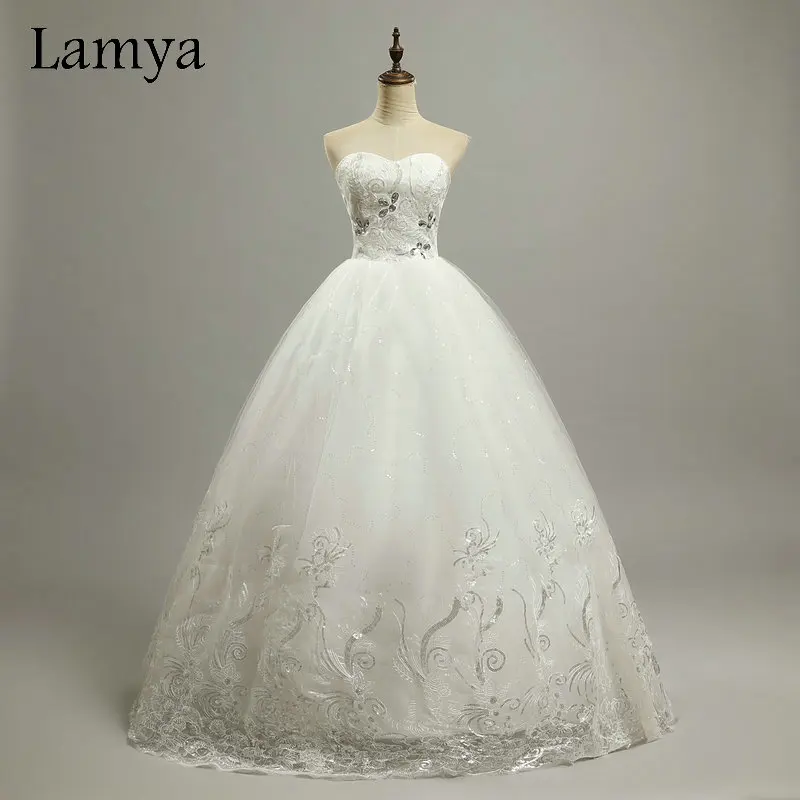 Lamya Real Photo Embroidery Customized Cheap Discount Wedding Dress