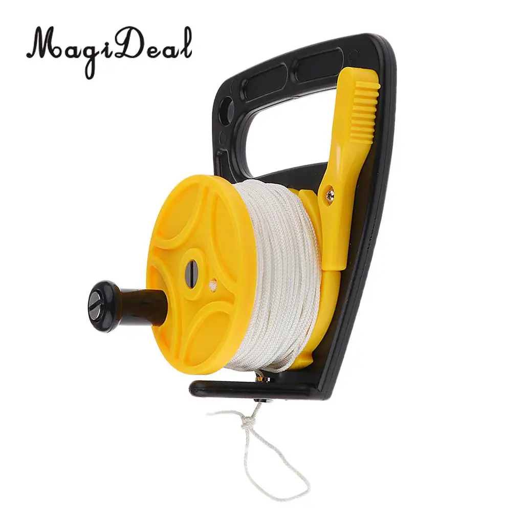 Underwater Scuba Diving Dive Wreck Reel 150ft Line with Plastic Handle Wheel for Swimming Snorkeling Diving Drift Diving