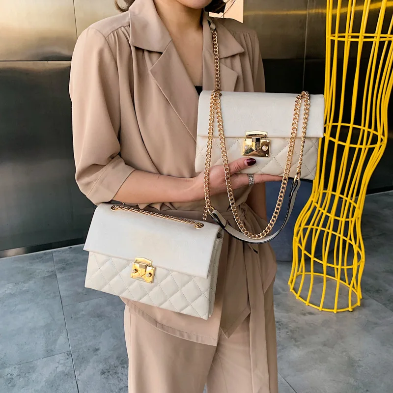 

Crossbody Bags for Women 2019 Famous Brand Design PU Leather Diamond Lattice Chain Flap Bag Ladies Handbags Shoulder Bag Purses