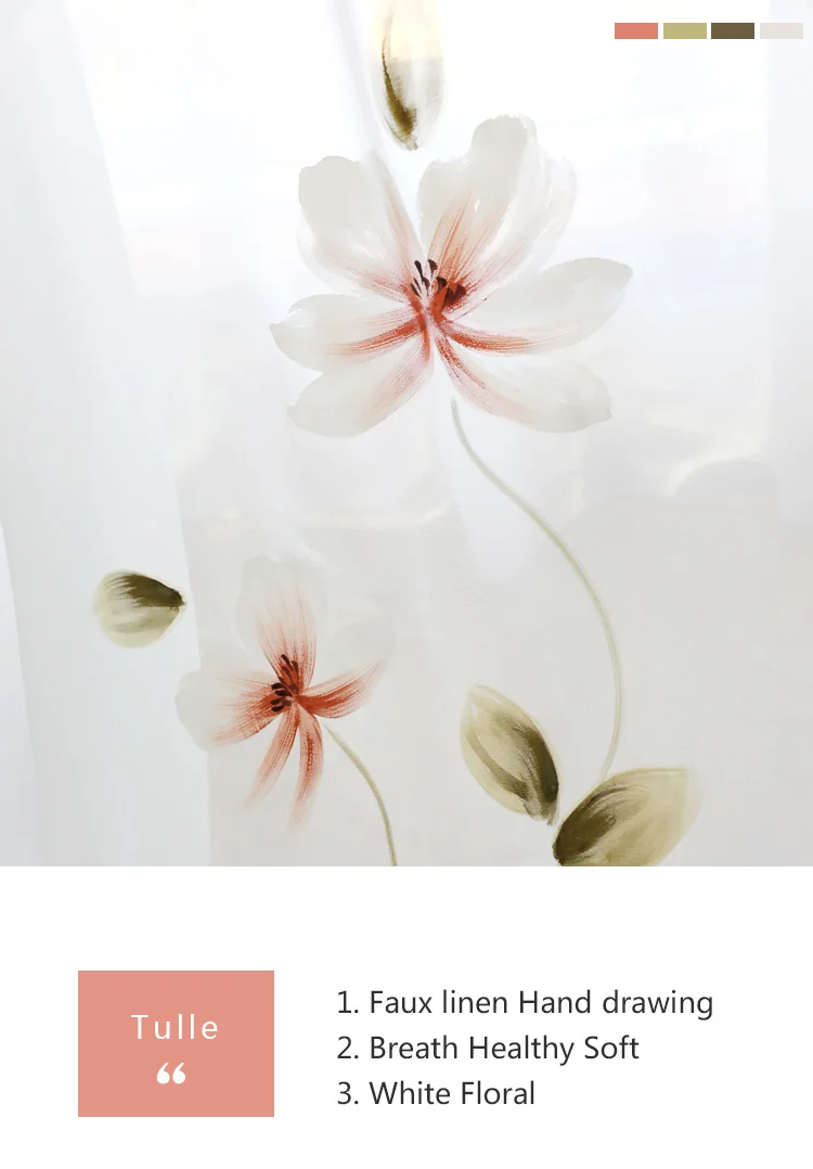 CITYINCITY Hand drawing curtains for living room Elegant lotus kitchen curtain For bedroom Window ready made Curtain Customized01