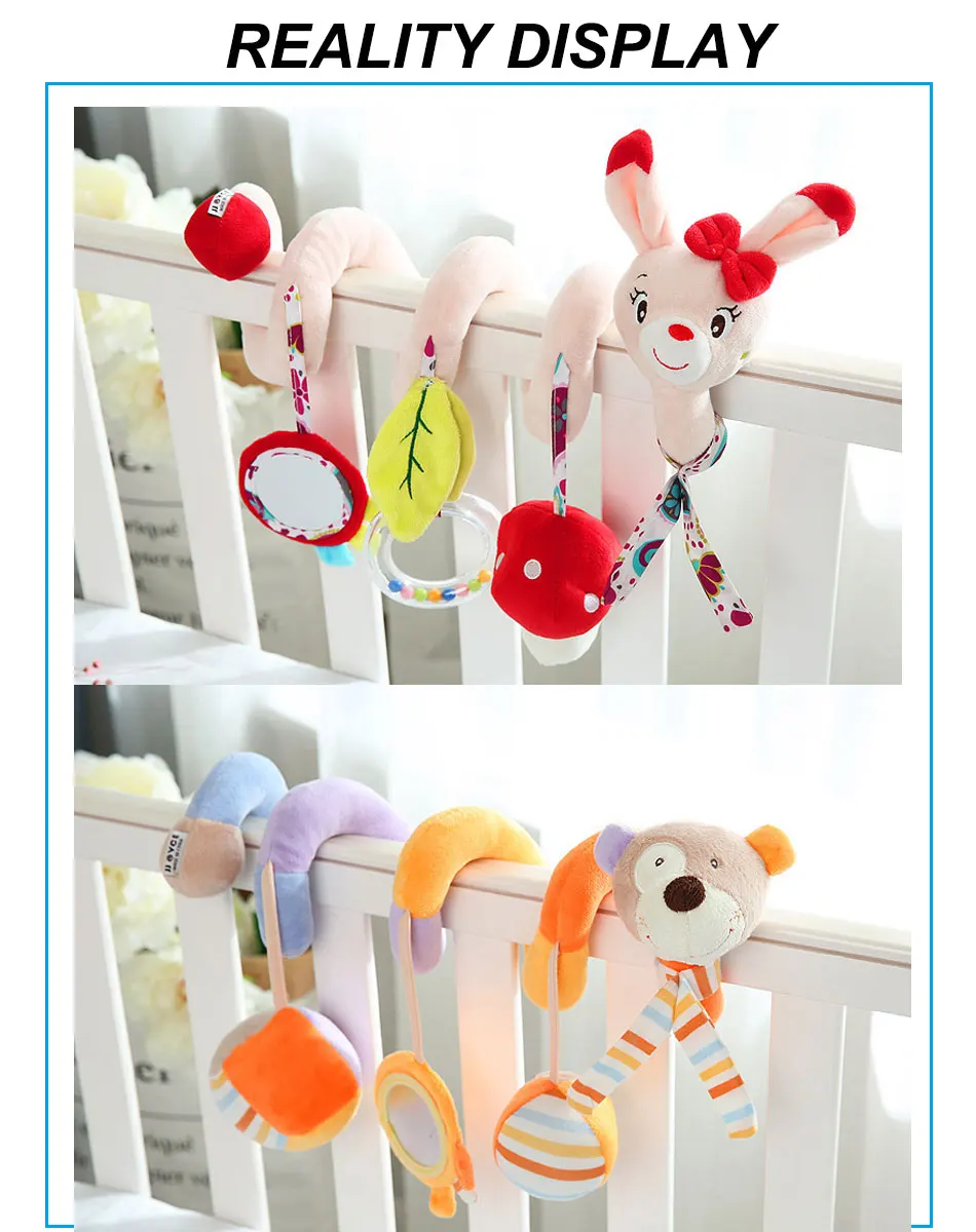 Детская игрушка для младенцев, подвижная спиральная кровать, упор для коляски с BB устройством, подвесная погремушка для детской кроватки, детские игрушки для новорожденных, juguete bebe animales