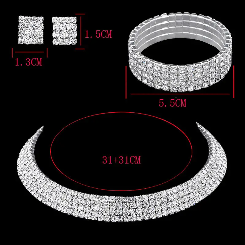 Кристалл, свадьба, для новобрачных Посеребренные Ювелирные наборы ожерелье серьги браслет украшения для женщин