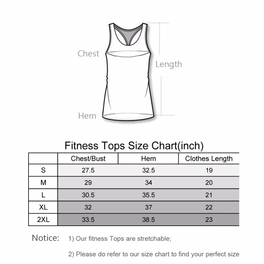 yoga tops size chart