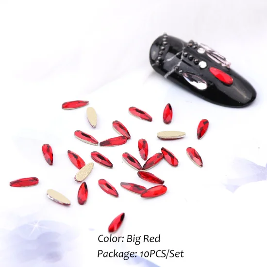 10 шт ногтей Стразы Кристалл страз камни плоские с оборота капли формы 3D декоративный Маникюр алмаз для дизайна ногтей CH905 - Цвет: Big Red