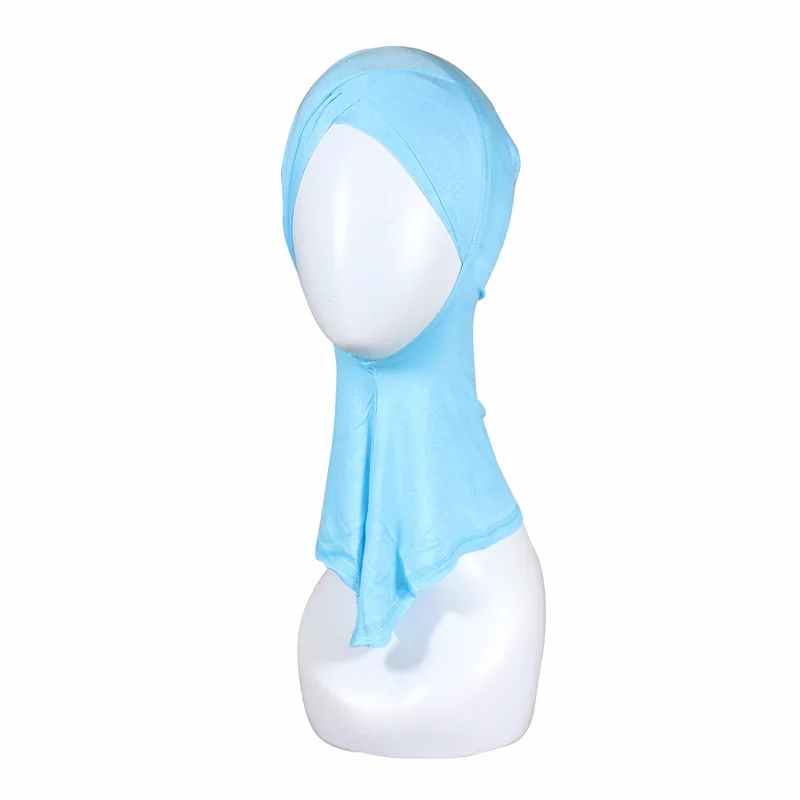 Мусульманский головной платок Amazon четыре слоя Креста ниндзя внутренний хиджаб шарфы, нижние шапки модальные высокого качества тюрбан - Цвет: Небесно-голубой