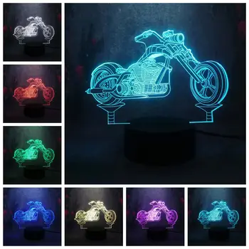 

Retro Cool motorcycle shape Desk Table Lamp3D Multicolor Gradient Night Light LED illusion kid Toy Gift model Light Holiday Deco
