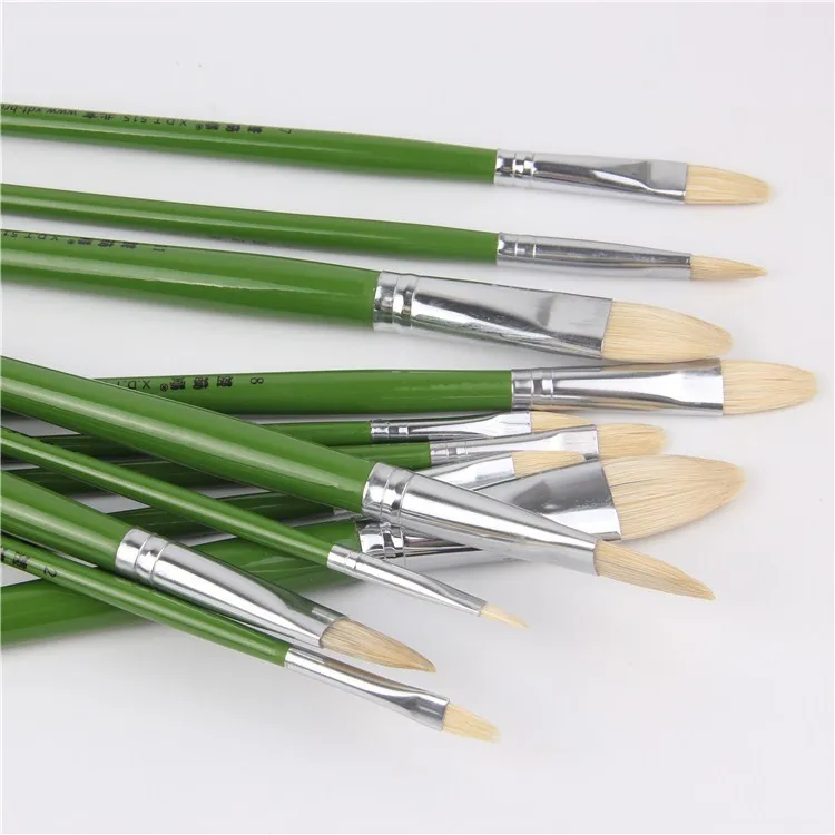Beste 6 stks set, varken varkenshaar kunstenaar olieverf borstels chese schilderen borstel Tong piek schilderen borstel Set Tekening Art Supplies