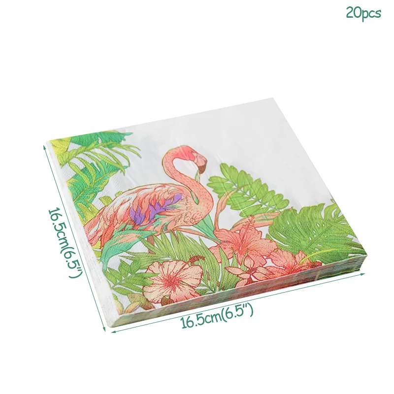 20шт тропическая декоративная бумага для вечеринок салфетки Пальмовые Листья Фламинго одноразовые салфетки для вечеринок Летние Гавайские вечерние принадлежности для декора - Цвет: Style R