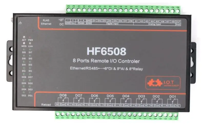 Промышленный контроллер ввода вывода HF6508 8 до каналов Ethernet RS485 канальное