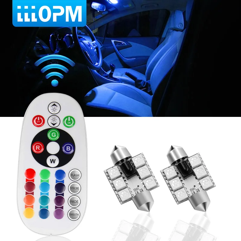 

3pcs Auto Car Interior Bulb Light Reading Map Lamp Dome Festoon LED 31 36 39 41 mm RGB w/ Remote Control Flash Strobe 16 Models