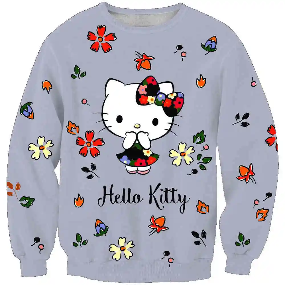 Новое поступление; модная толстовка унисекс с 3D принтом «Hello Kitty»; Простая Повседневная белая свободная одежда; - Цвет: SMT-WY-2290