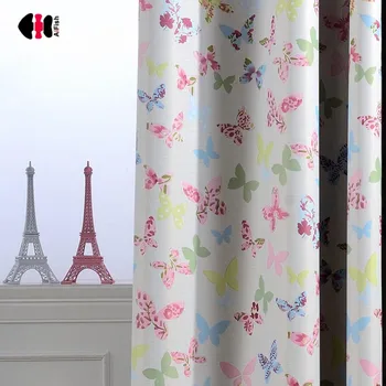 

Butterfly Printed Curtains for Bedroom Woven Density Polyester Cute Cartoon Children Girl Princess Window Treatment Drapes JS22C