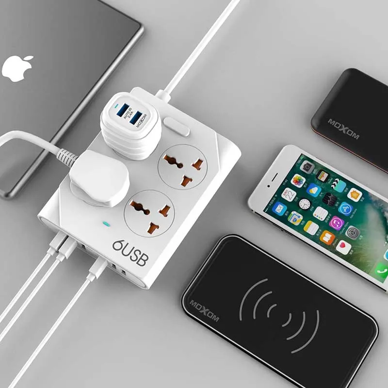 MOXOM умный дом электронный силовой разъем удлинитель 6 USB+ 4 розетки стандартный разъем интерфейс расширение ЕС Великобритания