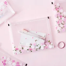 А4, А5, Прозрачная Сумка для документов, водонепроницаемая, с изображением цветка сакуры, папка для хранения файлов, с изображением вишневого дерева, сумка, офисная, на молнии, бумажный держатель для документов