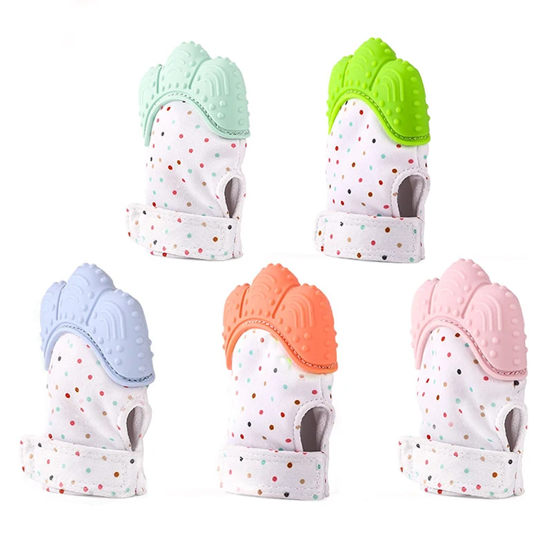 

Silicone Teether Baby Pacifier Gloves & Mittens Teething Chewable Newborn Nursing Teether Glove Candy Wrapper Sound Teether