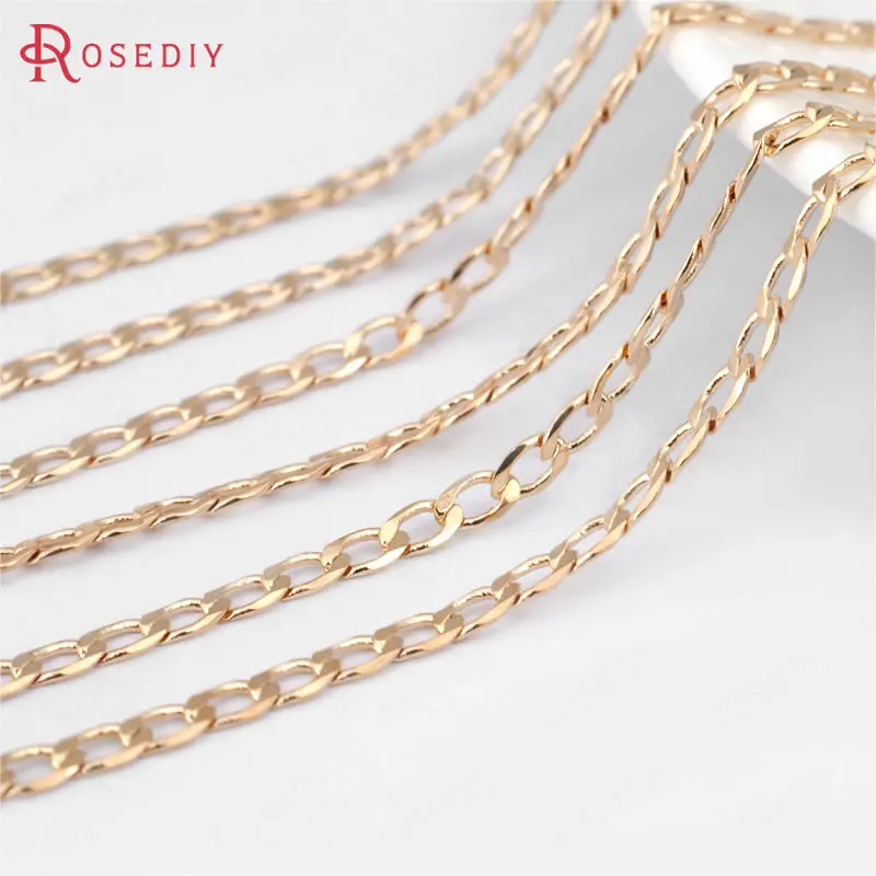 

(26862)5 Meters width:2.3MM Copper Champagne Gold Color Faceted Flat Oval Chains Necklace Chains DIY Jewelry Accessories