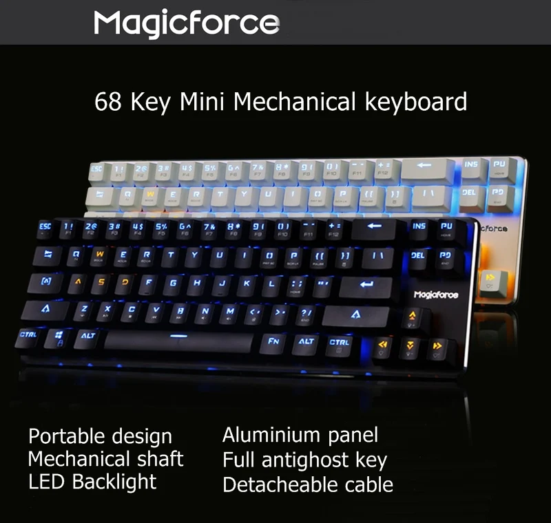 Magicforce Смарт 68 клавиш USB Проводная клавиатура с подсветкой Антибликовая