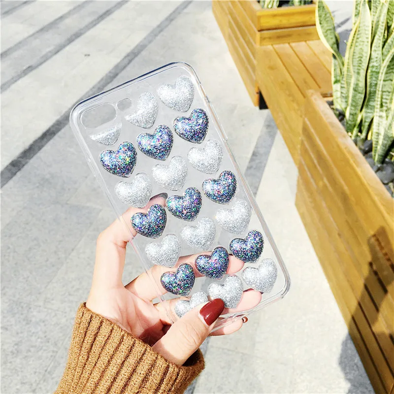 Чехол для iphone 6 s plus 7 8plus роскошный Прозрачный чехол с 3d рисунком сердца 8 XS MAX XR X