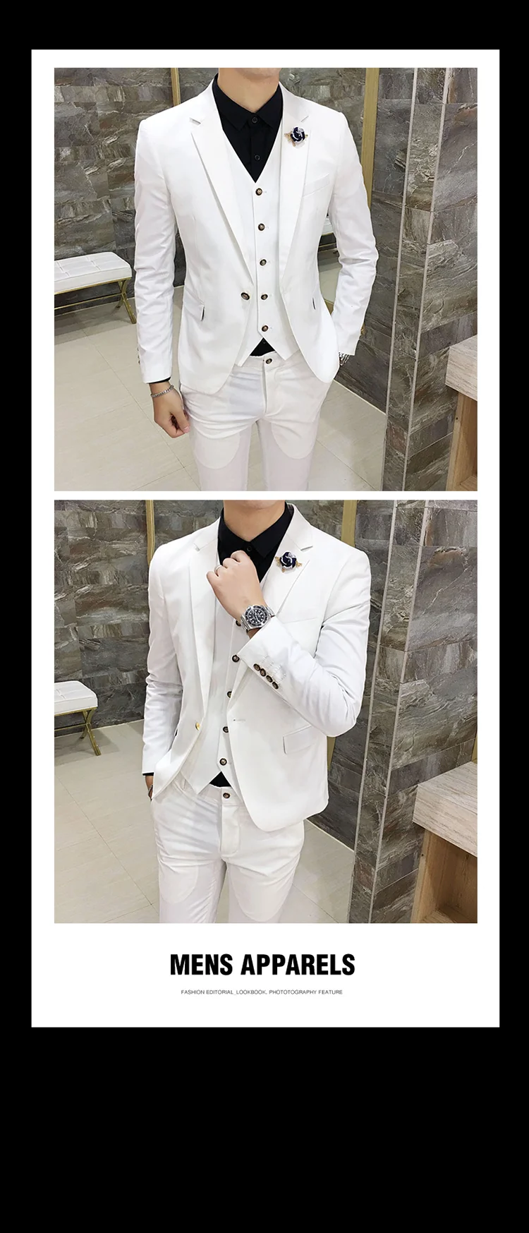 Весенние мужские повседневные костюмы из трех предметов/корейский стиль тонкие белые мужские костюмы высокого качества свадебные костюмы для мужчин одежда