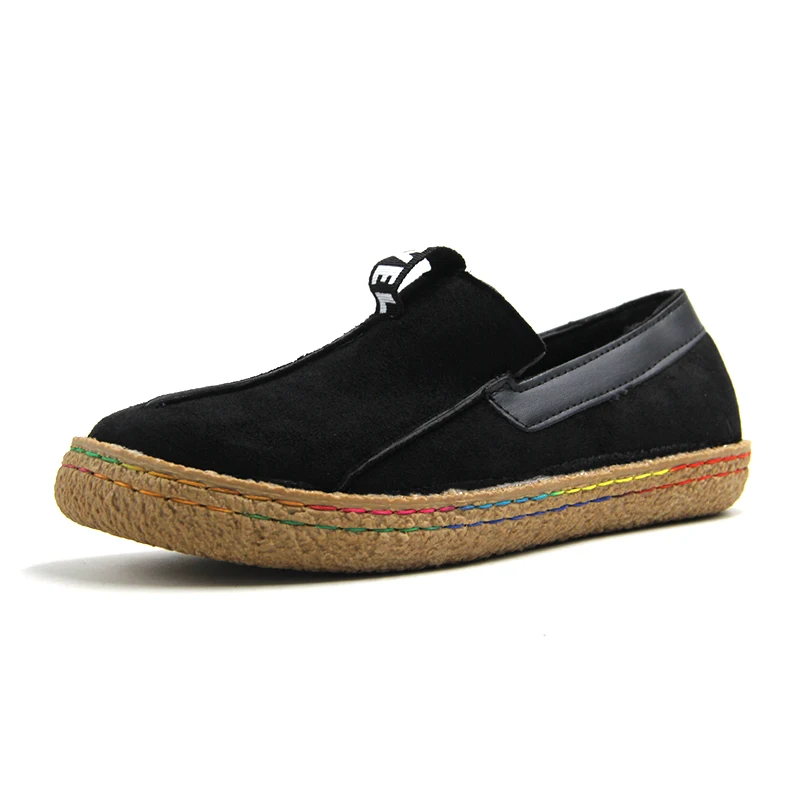 Weweya светильник дешевая прогулочная обувь Новинки для женщин дизайн лоферы в стиле ретро круглый носок мокасины для девочек; женские кроссовки; Большой размер 42 - Цвет: Black