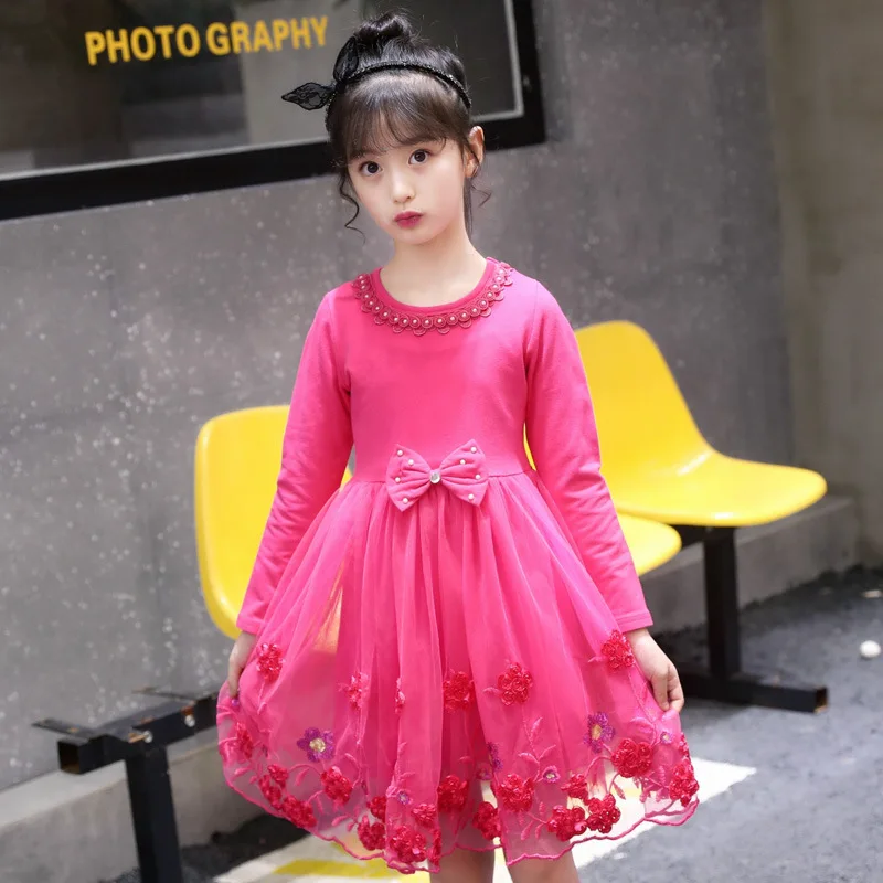 

Girls Dress Spring Autumn Kids Fashion Floral Lace Dresses For Girls Wedding Party Dress Children Clothes 4 6 8 10 12 13 Years