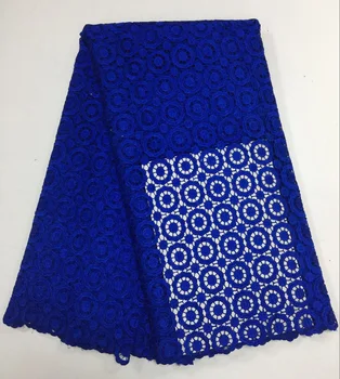

BEAUTIFICAL Embroidery guipure lace fabric with beads latest design blue nigerian water soluble lace fabric for wedding