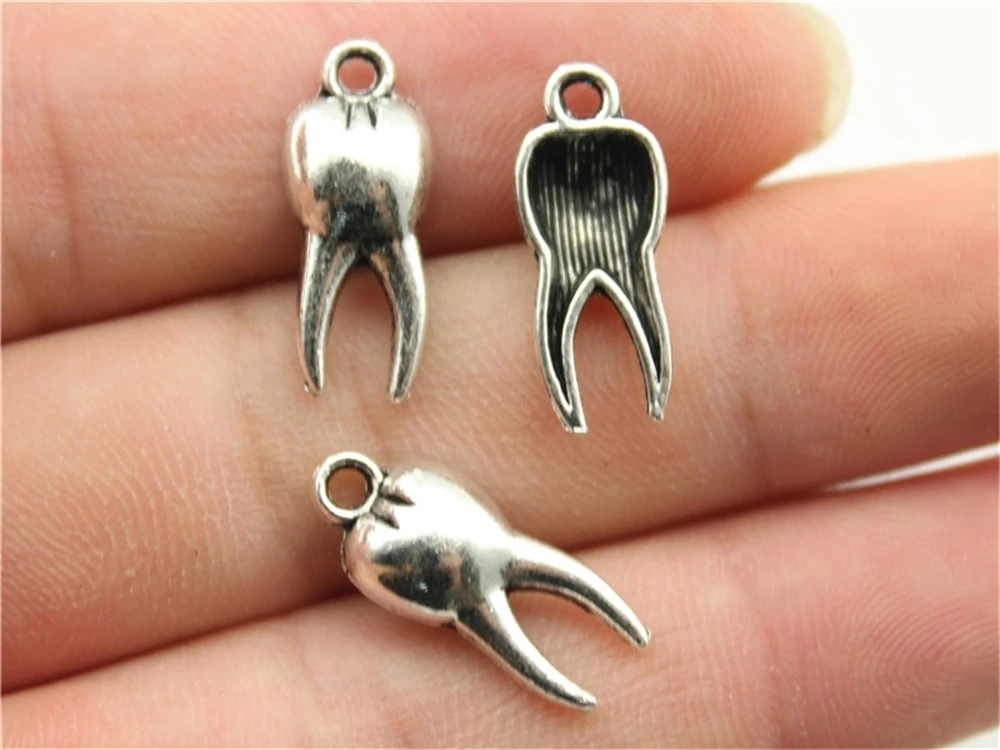 WYSIWYG 15pcs 20x8mm Baby Tooth Charm Pendants For Jewelry Making